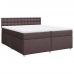 Cama box spring con colchón tela marrón oscuro 200x200 cm