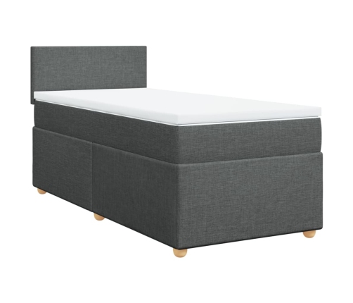 vidaXL Cama box spring individual con colchón tela gris oscuro