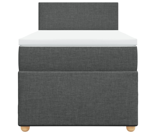 vidaXL Cama box spring individual con colchón tela gris oscuro