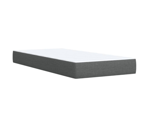 vidaXL Cama box spring individual con colchón tela gris oscuro