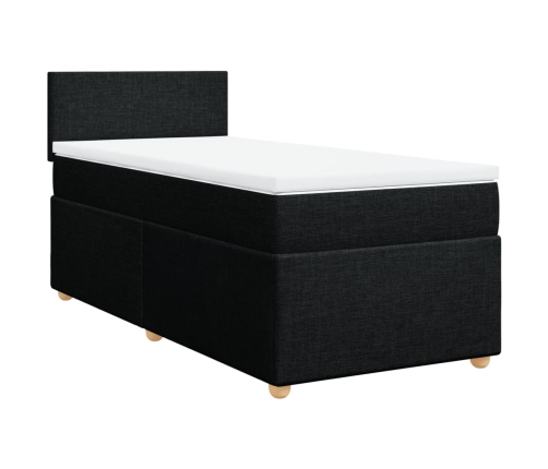 Cama box spring individual con colchón tela negro