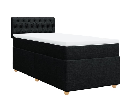 Cama box spring individual con colchón tela negro