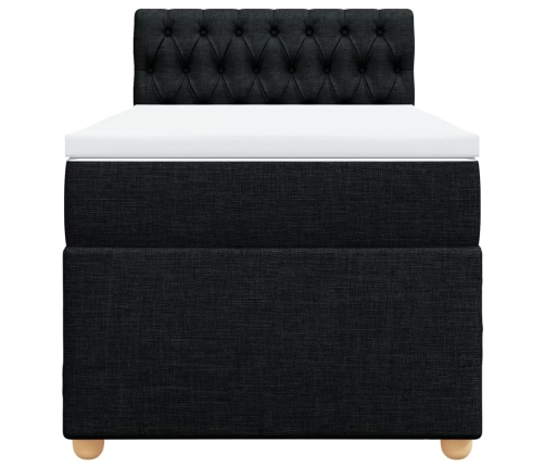 Cama box spring individual con colchón tela negro