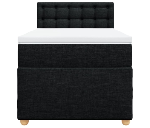 vidaXL Cama box spring individual con colchón tela negro