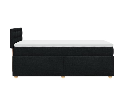 vidaXL Cama box spring individual con colchón tela negro