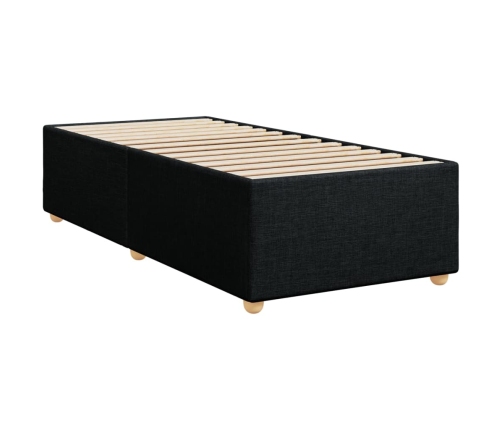 vidaXL Cama box spring individual con colchón tela negro