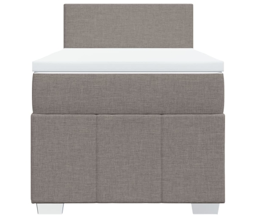 Cama box spring con colchón tela gris taupe 80x200 cm