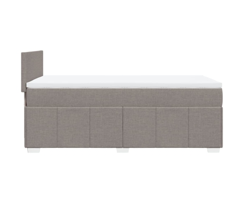 Cama box spring con colchón tela gris taupe 80x200 cm