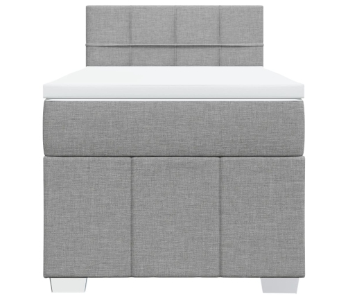 Cama box spring con colchón tela gris claro 80x200 cm