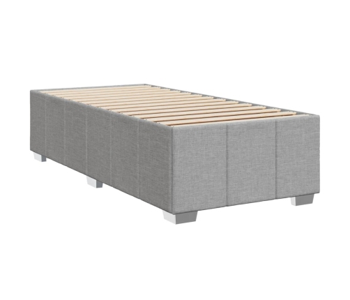 Cama box spring con colchón tela gris claro 80x200 cm