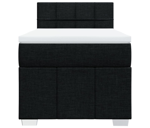 Cama box spring con colchón tela negro 80x200 cm