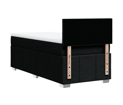 Cama box spring con colchón tela negro 80x200 cm