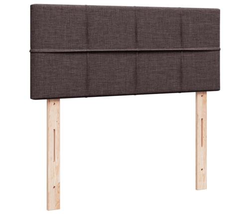 Cama box spring con colchón tela marrón oscuro 80x200 cm