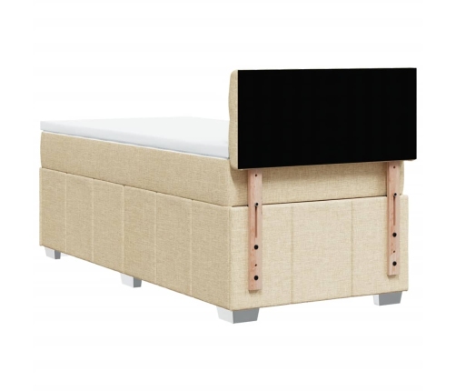 Cama box spring con colchón tela color crema 80x200 cm