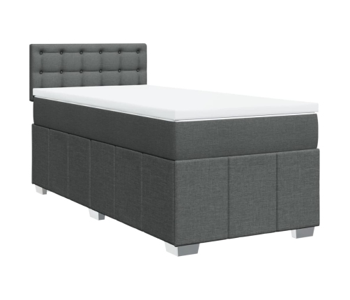 Cama box spring con colchón tela gris oscuro 80x200 cm