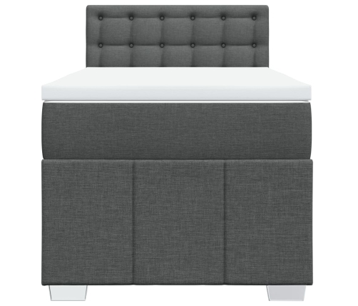 Cama box spring con colchón tela gris oscuro 80x200 cm