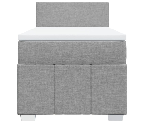 Cama box spring con colchón tela gris claro 90x190 cm