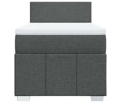 Cama box spring con colchón tela gris oscuro 90x190 cm