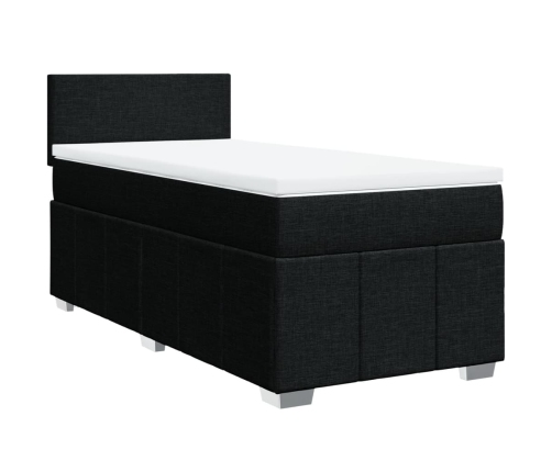 Cama box spring con colchón tela negro 90x190 cm