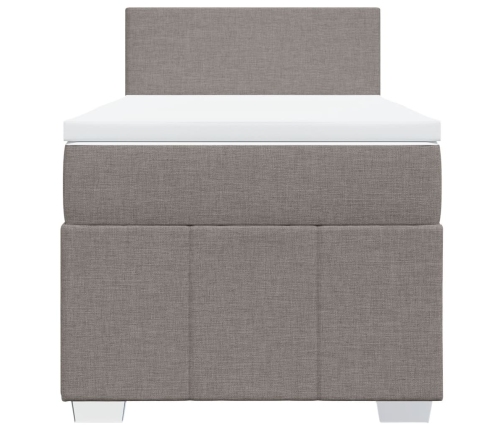 Cama box spring con colchón tela gris taupe 90x190 cm