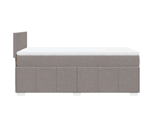 Cama box spring con colchón tela gris taupe 90x190 cm