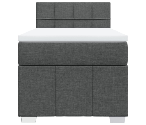 Cama box spring con colchón tela gris oscuro 90x190 cm