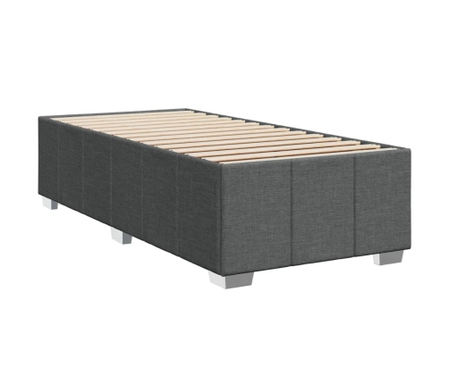 Cama box spring con colchón tela gris oscuro 90x190 cm