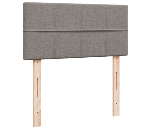 Cama box spring con colchón tela gris taupe 90x190 cm