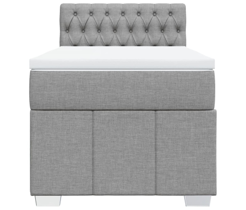 Cama box spring con colchón tela gris claro 90x190 cm