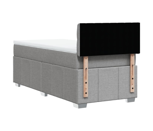 Cama box spring con colchón tela gris claro 90x190 cm