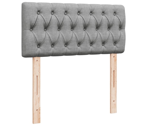 Cama box spring con colchón tela gris claro 90x190 cm