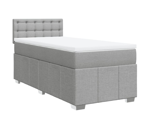 Cama box spring con colchón tela gris claro 90x190 cm