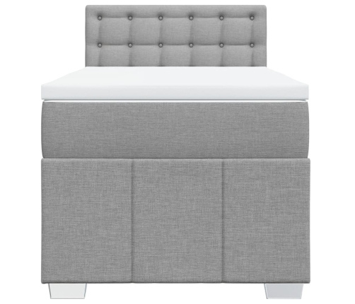 Cama box spring con colchón tela gris claro 90x190 cm