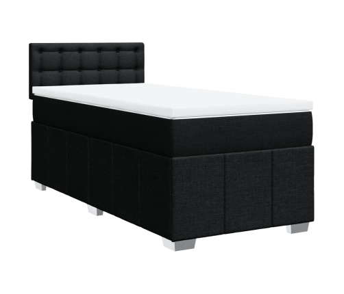 Cama box spring con colchón tela negro 90x190 cm