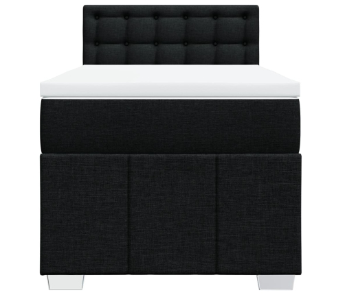 Cama box spring con colchón tela negro 90x190 cm