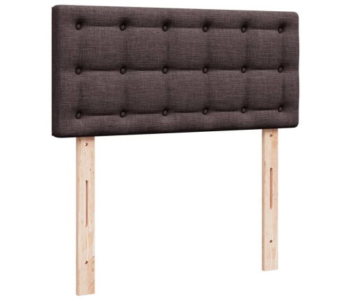 Cama box spring con colchón tela marrón oscuro 90x190 cm