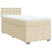 Cama box spring con colchón tela color crema 90x190 cm