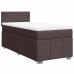 Cama box spring con colchón tela marrón oscuro 90x200 cm