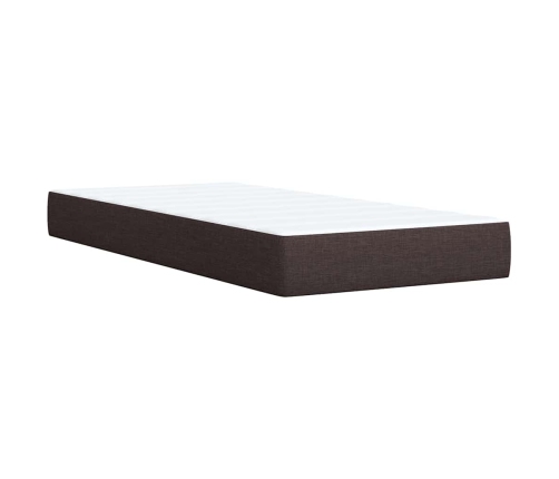 Cama box spring con colchón tela marrón oscuro 90x200 cm