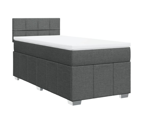 Cama box spring con colchón tela gris oscuro 90x200 cm