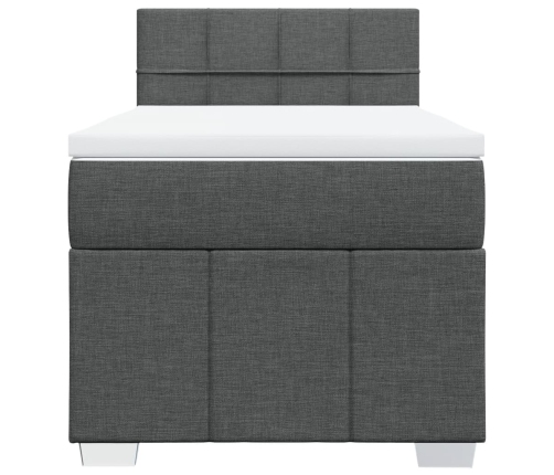 Cama box spring con colchón tela gris oscuro 90x200 cm