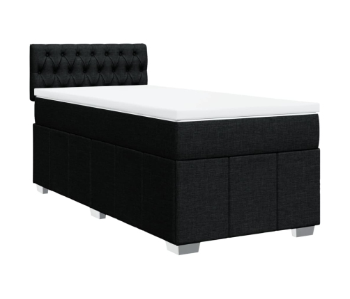 Cama box spring con colchón tela negro 90x200 cm