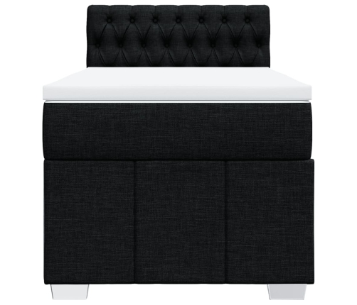 Cama box spring con colchón tela negro 90x200 cm