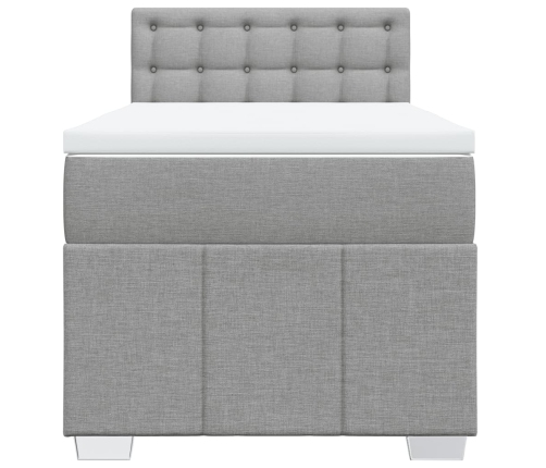 Cama box spring con colchón tela gris claro 90x200 cm