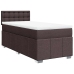 Cama box spring con colchón tela marrón oscuro 90x200 cm