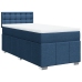 Cama box spring con colchón tela azul 90x200 cm