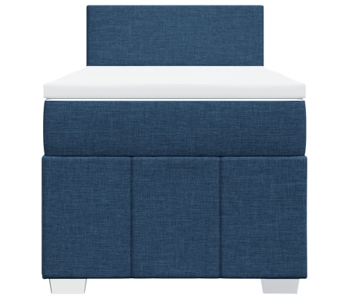 Cama box spring con colchón tela azul 100x200 cm