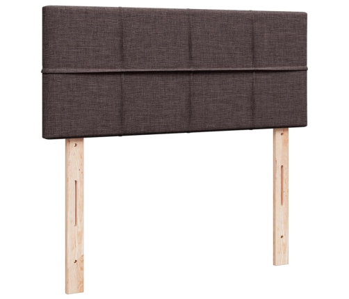 Cama box spring con colchón tela marrón oscuro 100x200 cm