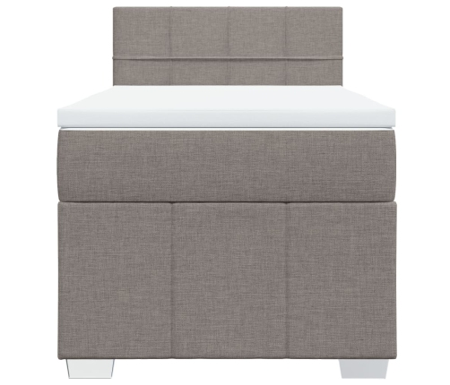 Cama box spring con colchón tela gris taupe 100x200 cm