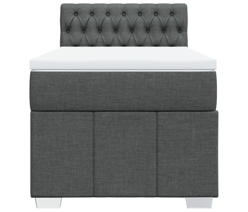 Cama box spring con colchón tela gris oscuro 100x200 cm